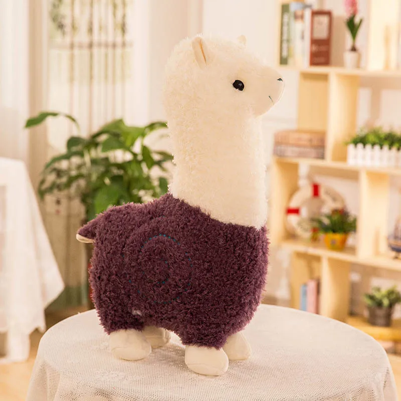 Realistic Plushies Farm Animal Soft Toys Lifelike White Red Pink Purple Brown Plush Alpaca Stuffed Animals