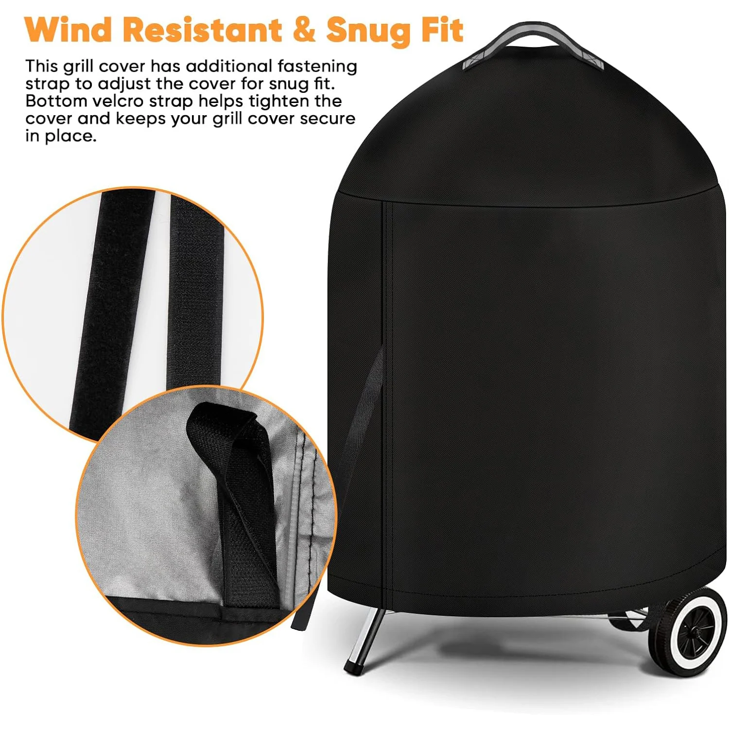 Round shape Grill Cover Heavy Duty Waterproof BBQ Cover  for Weber 22 Inch Charcoal Kettle-