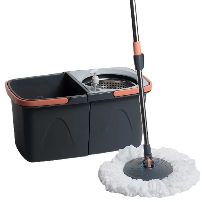 Holamopa self wash easy magical mop set steel bucket spin mop and bucket system with 3 mop head