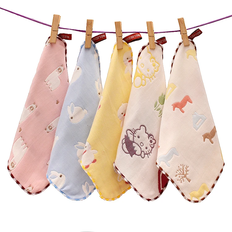 
Hot Sale 25 * 25cm Cotton Newborn Baby hand towelsl Six layers Gauze Baby Handkerchief Baby Towel 