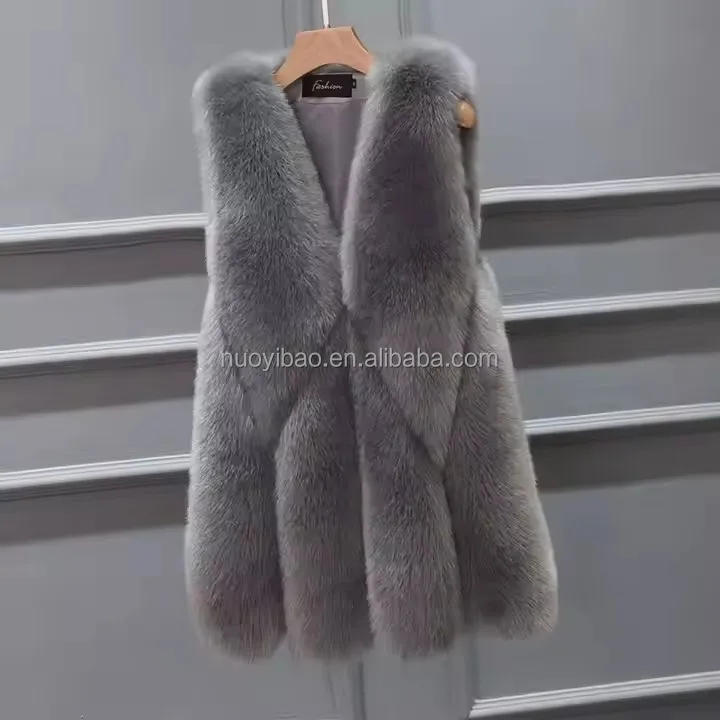 Fashion women faux fur vest coat Casual street wear Fox Fur Jacket Waistcoat Sleeveless coat lady winter fur vest