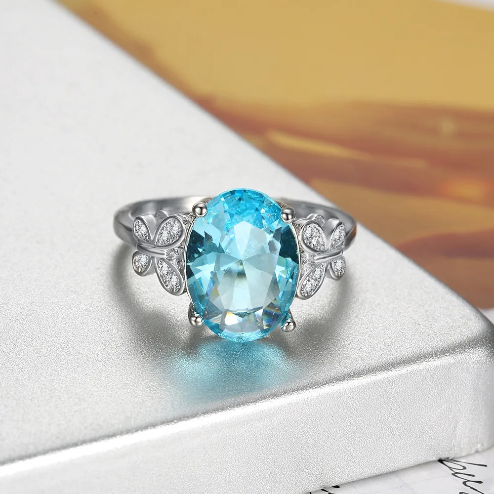 2022 Hot new products sea blue sapphire CZ finger twist infinity ring designs engagement ring or couple ring for woman