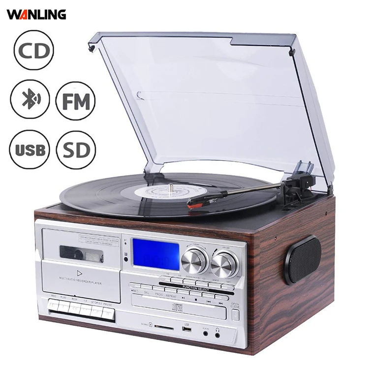 China best quality retro radio 3-speed turntable vinyl record player with usb burner