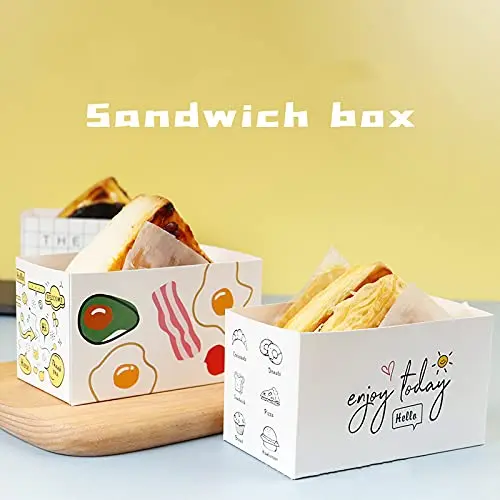 Take Out Food Containers,Sandwich Boxes Toast Holding Bread Tray, Hot Dog Donut Egg Waffle Packaging Lunch Box