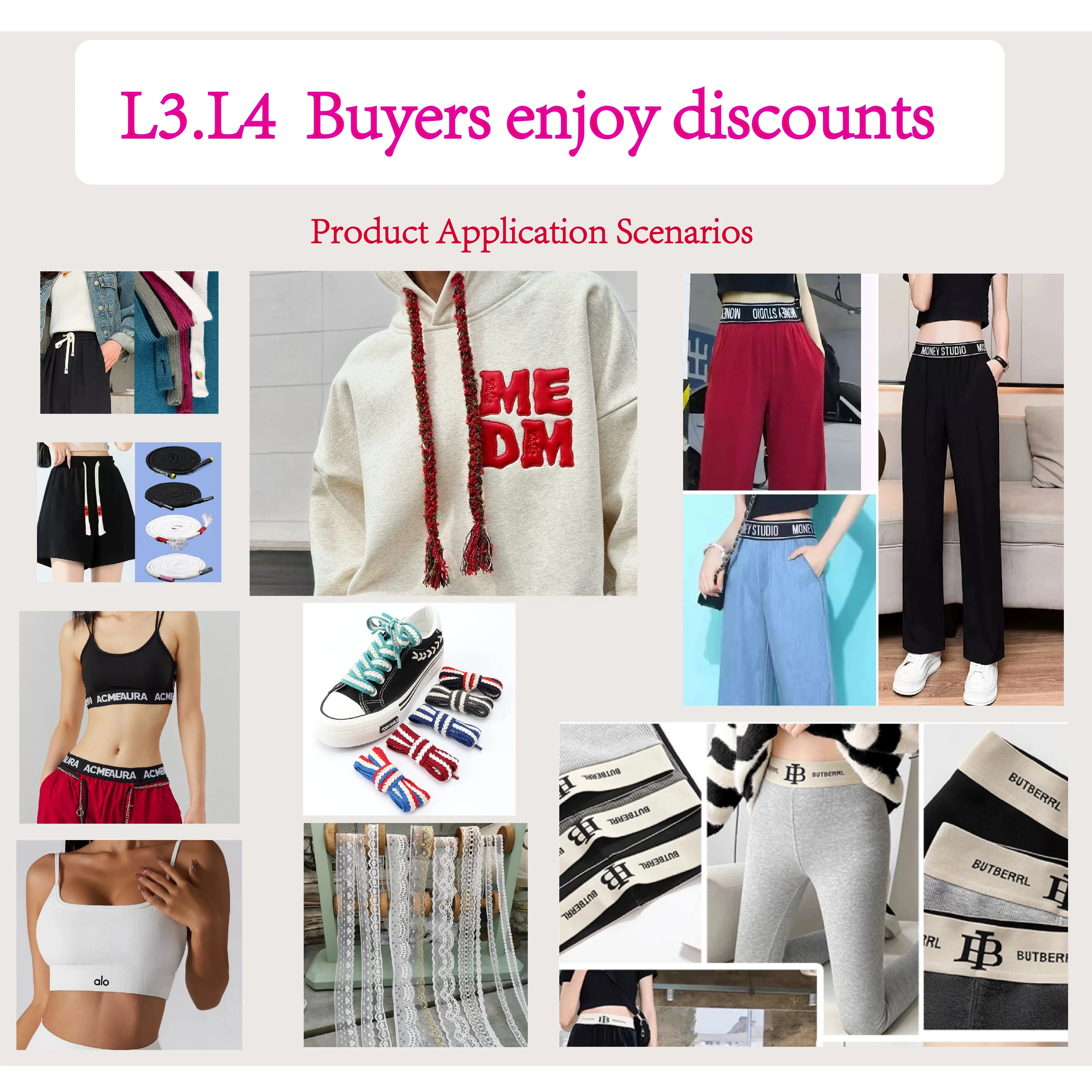 CQ Factory Custom Length Macrame Elastic Bungee Cord 100% Cotton Soft Polyester DIY Garment Rope Flat Coated Braided Braided