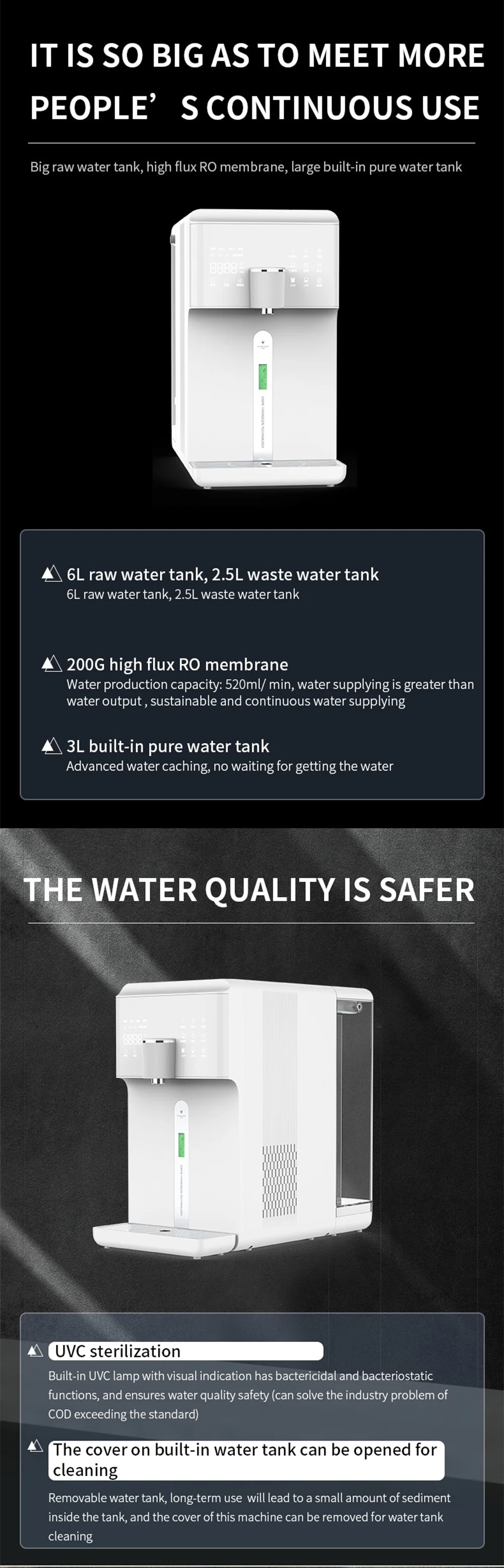 Ro Booster Pump 200 GPD Portable Water Dispenser Pump Hot Cold Water Purifier Hydrogen Water