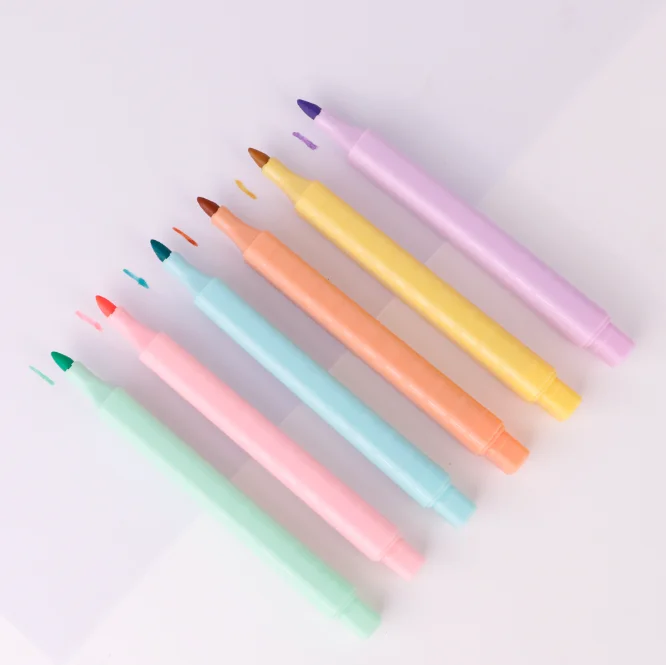 6-Pack Cute Aesthetic Highlighters Metallic Colors Oblique Chisel Tip for School Writing on Paper