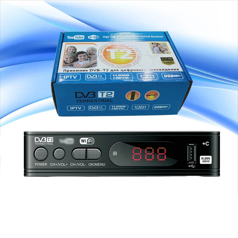 HD1080P цифровой телевизионный ресивер DVB-T2 + C Декодер каналов кабельного телевидения компьютерной приставки к телевизору rerrestrial телевизионный ресивер dvbt2 HEVC H.265 10bit Wi-Fi IP ТВ Декодер dvb-t2