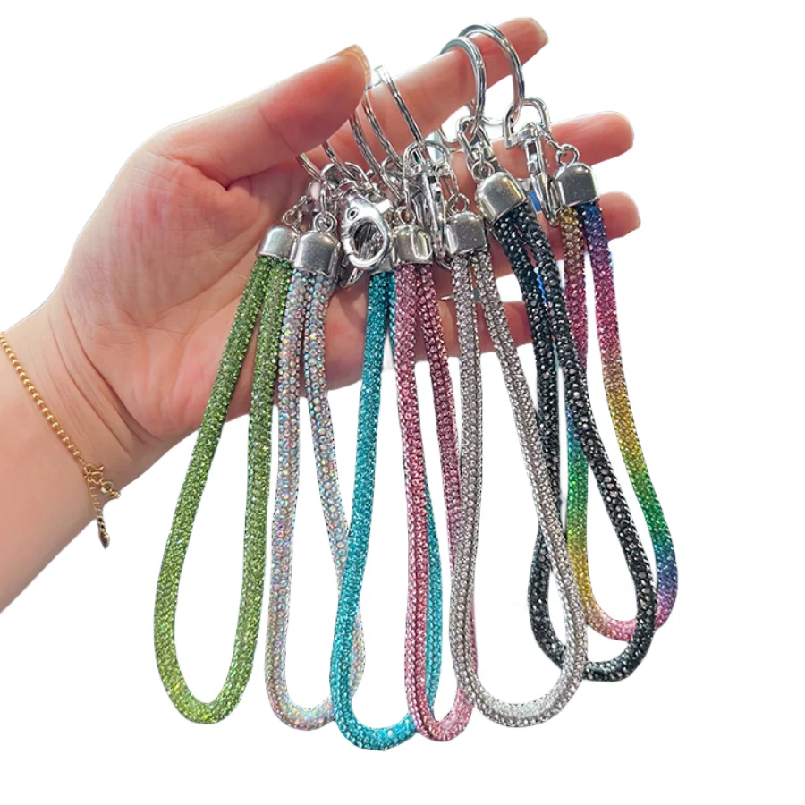 Fantasy Bling Wristlet Lanyard Keychains for Women Rhinestone Wrist Strap for Keys Keychain Wallet Credit Card Cell Phone Holder