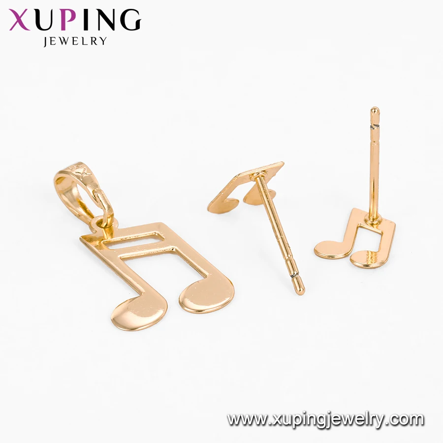 65842 Xuping note style 18k gold Environmental Copper jewelry fashion two pieces jewelry set
