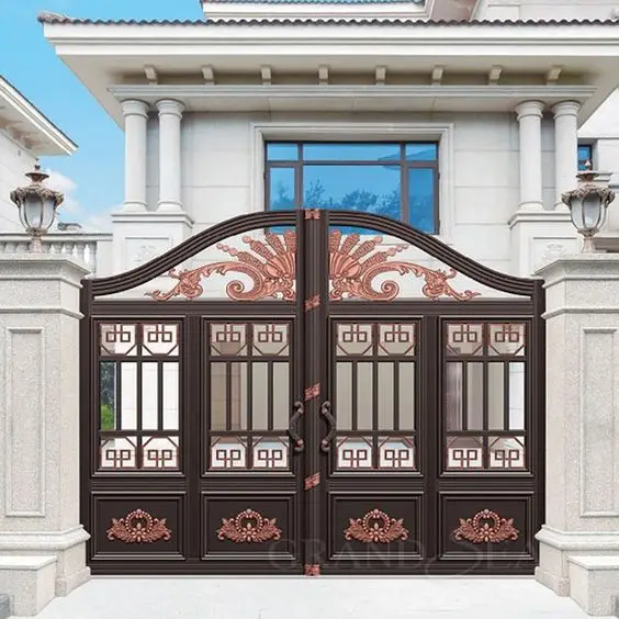 European style cast Villa doors electric garden aluminium courtyard automatic system sliding driveway gate