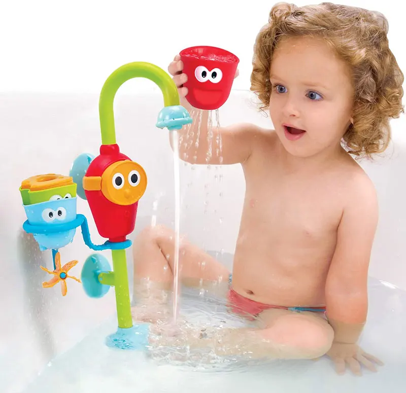 Manufacturer Three Stackable Cups PlasticBath Toy Water Connecting Pipe Toys For Kids