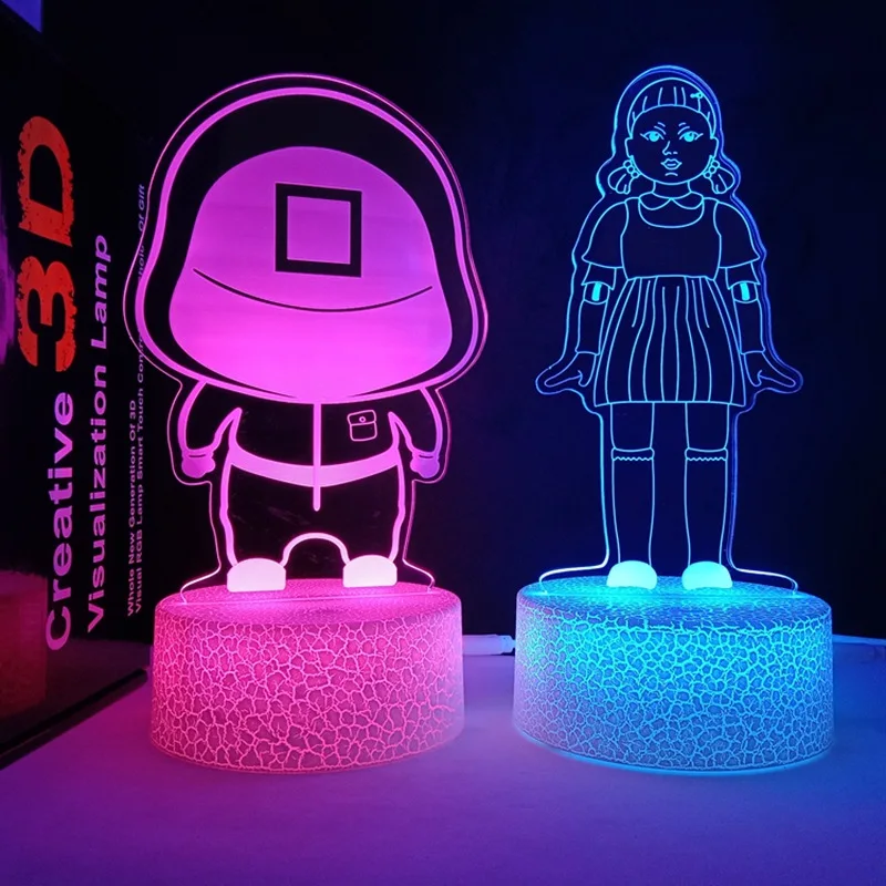 2021 Hot Korean Thriller TV Series Horror Squid Game 3D night light squid game illusion lamp for