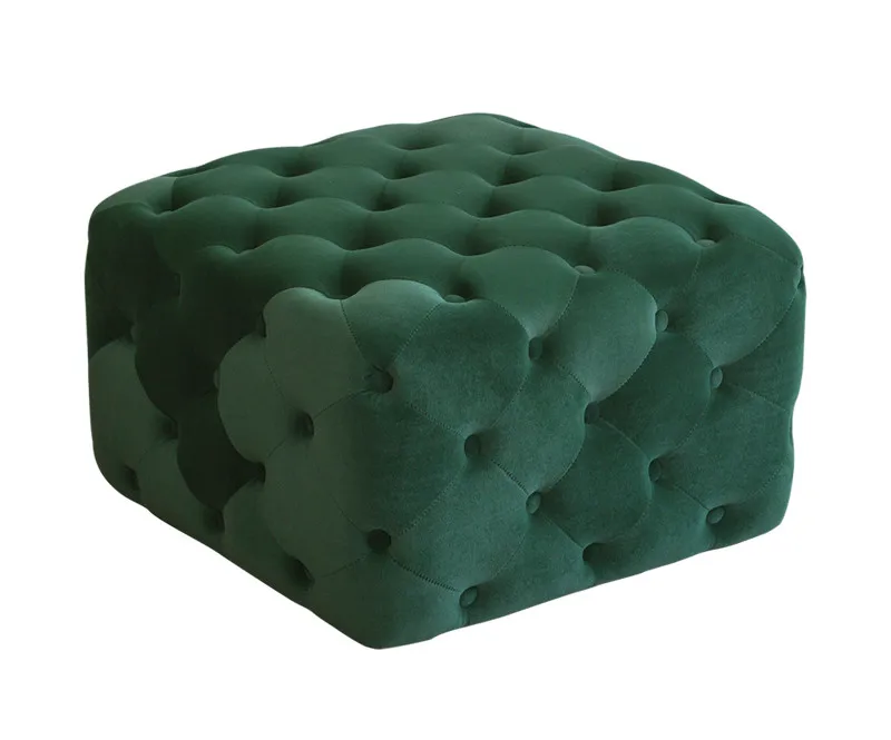 Modern Square Shape Fabric Tufted Foot Stool Ottomans Round For Home Bedroom Dress room Chair Furniture