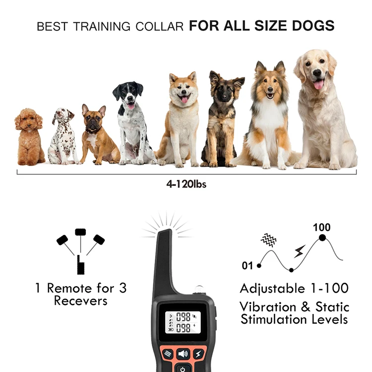 
Remote Dog Training Device Barking Prevention Waterproof Black TPU Reflective Collar 