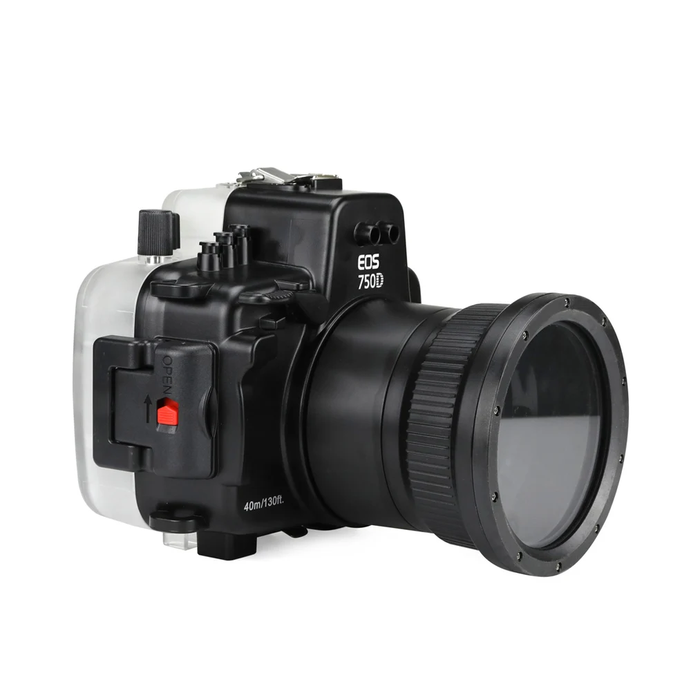 Seafrogs Waterproof 40m Camera Case Housing Outdoor for Canon 750D with 18-55/18-135mm Flat Port