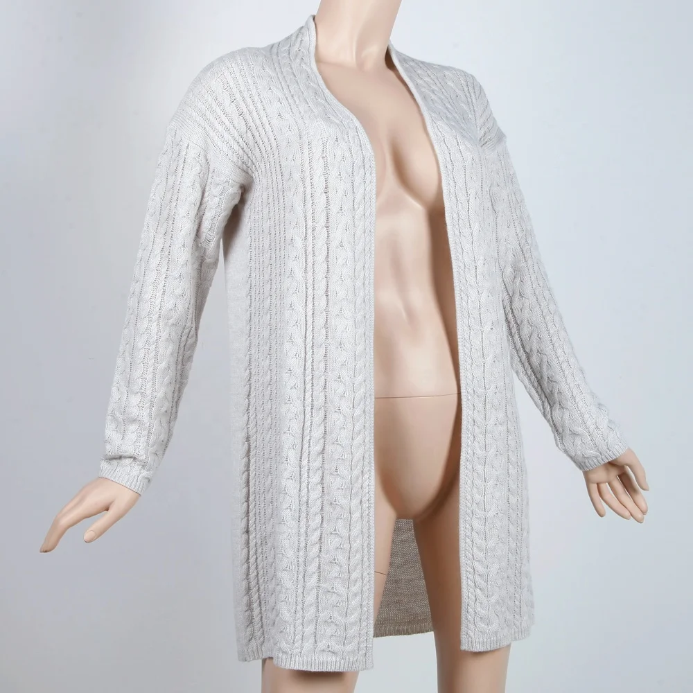 
Женский длинный вязаный кардиган Bella Philosophy, серый длинный хлопковый кардиган, корейский Свободный Однотонный свитер, стильное зимнее пальто 