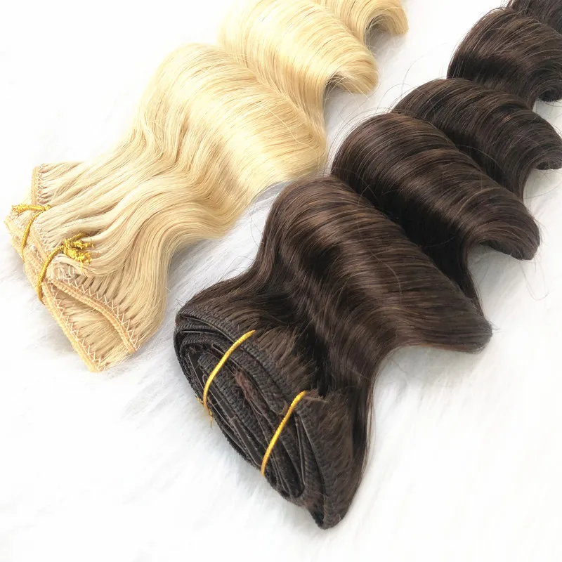 Ready To Ship Free Sample Wholesale Unprocessed Raw Cuticle Aligned Russian Hair Double Drawn Clip In Human Hair extensions
