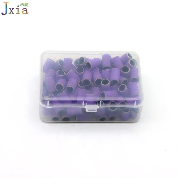 Jiexia Manicure Abrasive Sanding Ring 80 # 100#  120# 180# 240# Purple Nail Sanding Bands for Nail Drill Bits