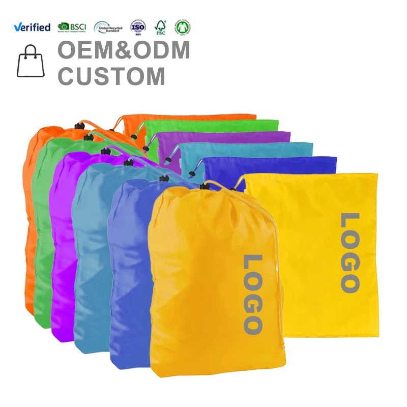 Wholesale colors cheap large polyester wash drawstring laundry bag