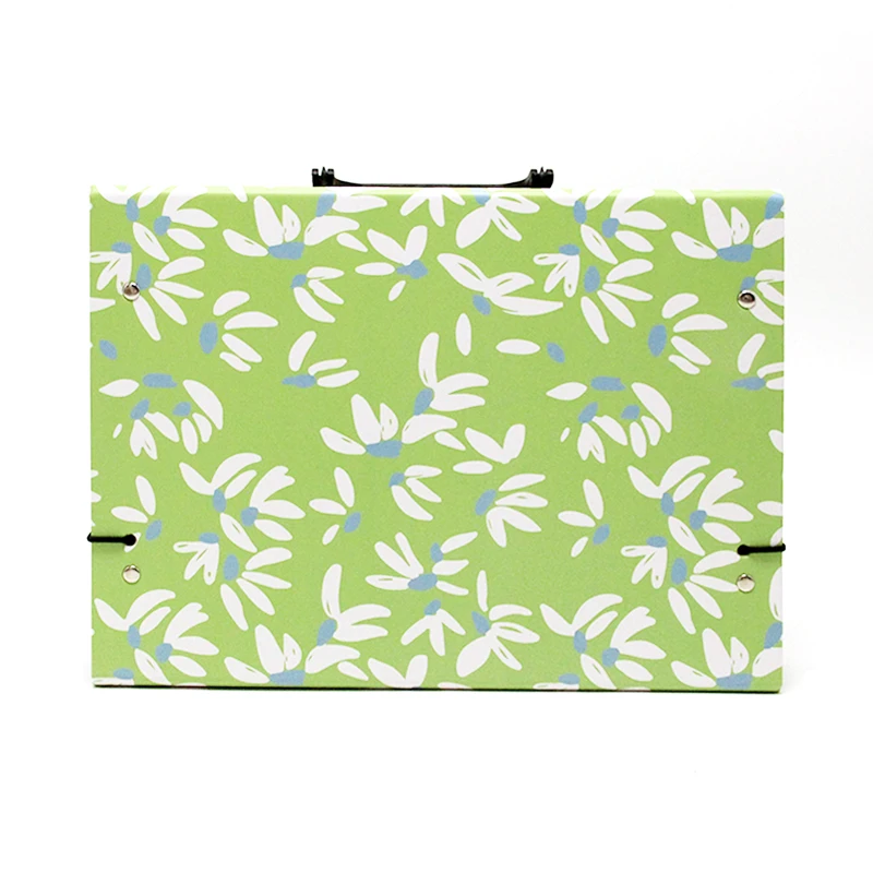 Office Suppliers Customizable A4 File Box Expandable File Folder Paper Folder Bag With Plastic Handle Rubber Band