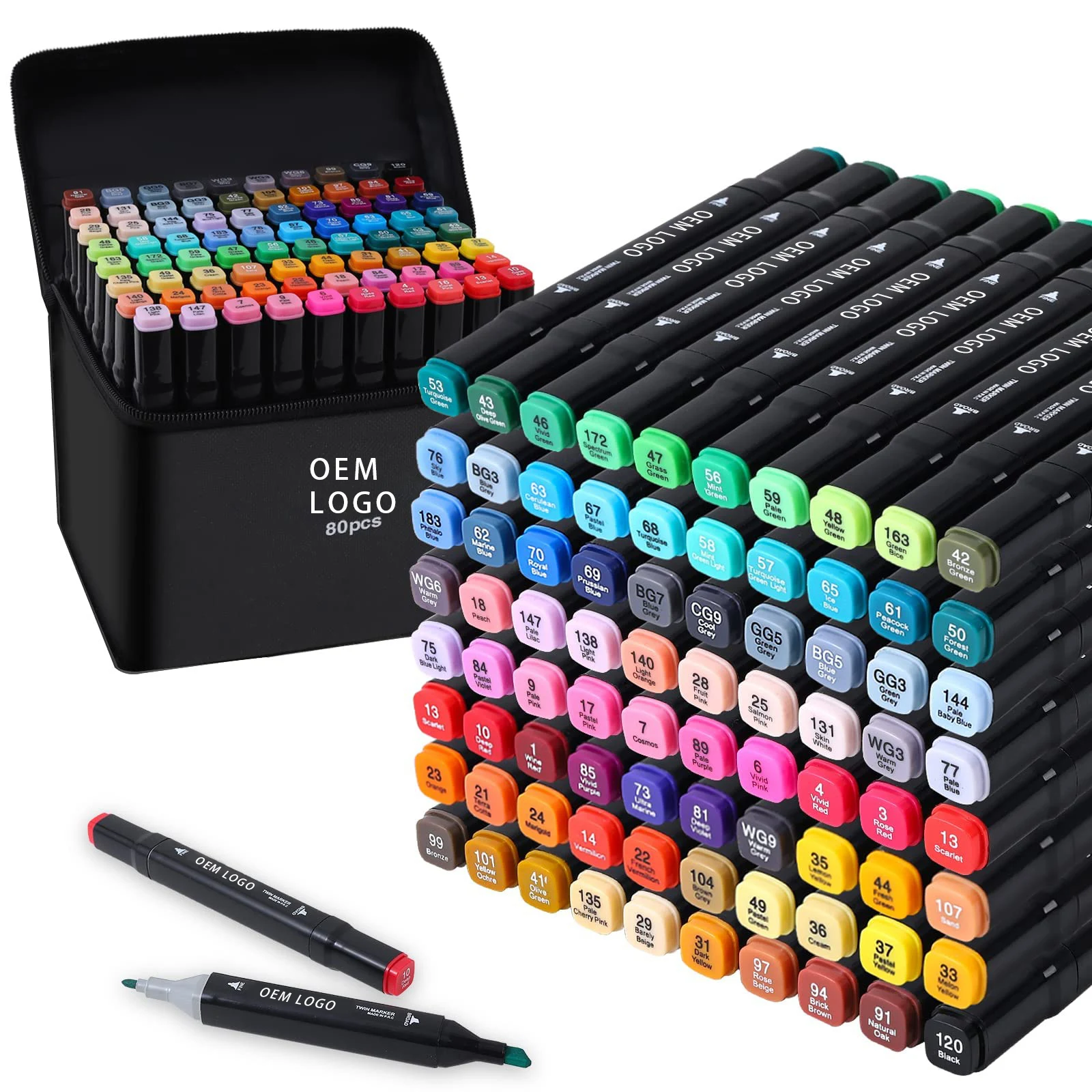 Bo Yi Xuan 24 - 80 Colors Drawing Permanent Sketch Marker Pen Dual Tips Alcohol Art Markers Set For Artists Adults Kids