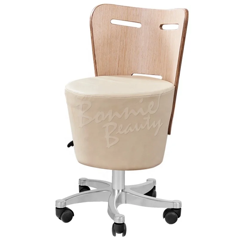 Круглый деревянный и кожаный Современный барный стул для салона красоты