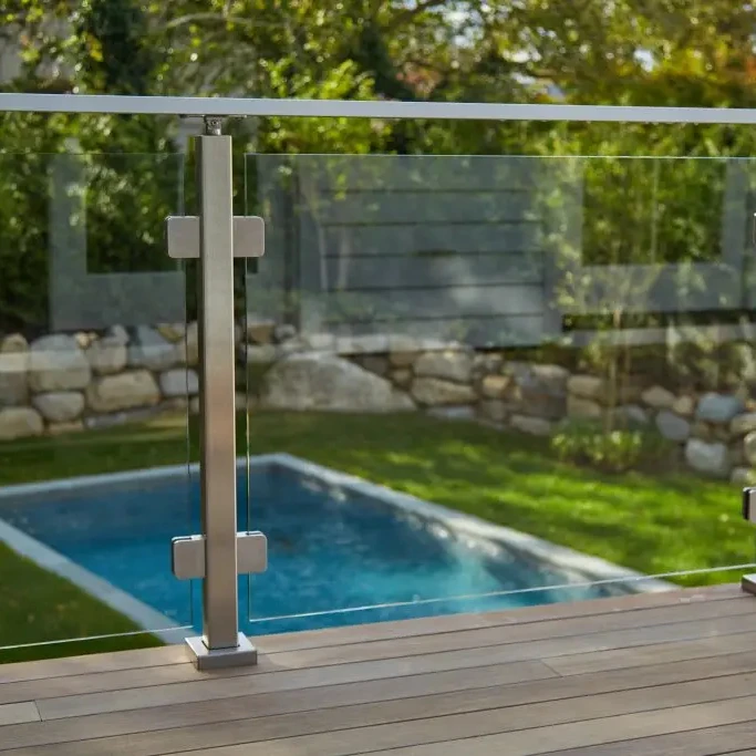 Hot sale Modern and Durable  Side or Floor Mounted Balcony Balustrade Glass Railing with 12mm Tempered Glass for U.S. and Canada