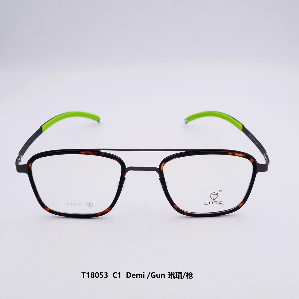 T18053 Summer new titanium half frame glasses without screws hinge combination ultra light myopia for men and women