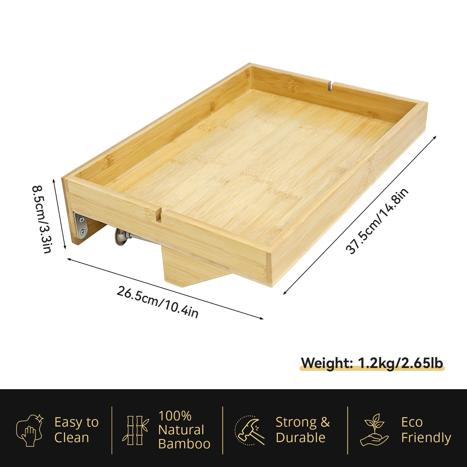 GL Home Furniture Removable Bamboo Bedside Shelf Table Adjustable Clip On Tray Living Room Storage Organizer Shelf