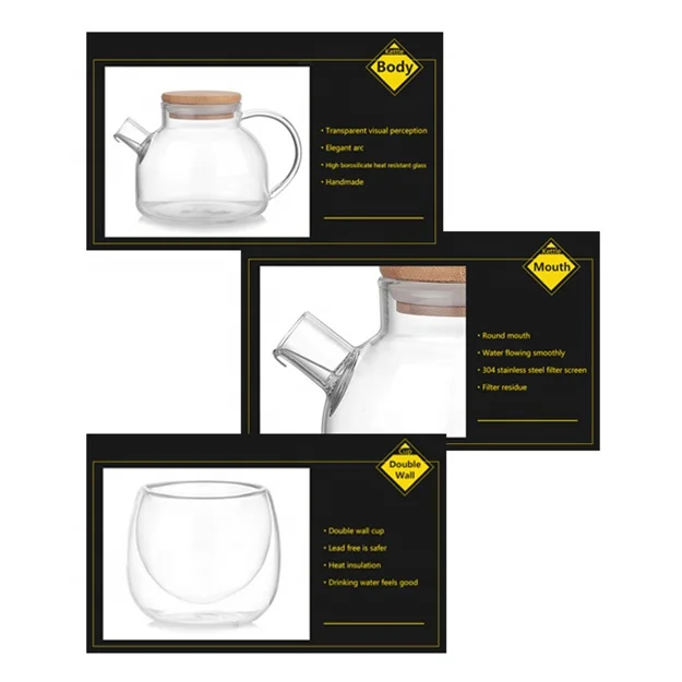 Wholesale Borosilicate 500ml 80ml Cheap Teapot Tea Coffee Sugar Set European Tea Set with filter