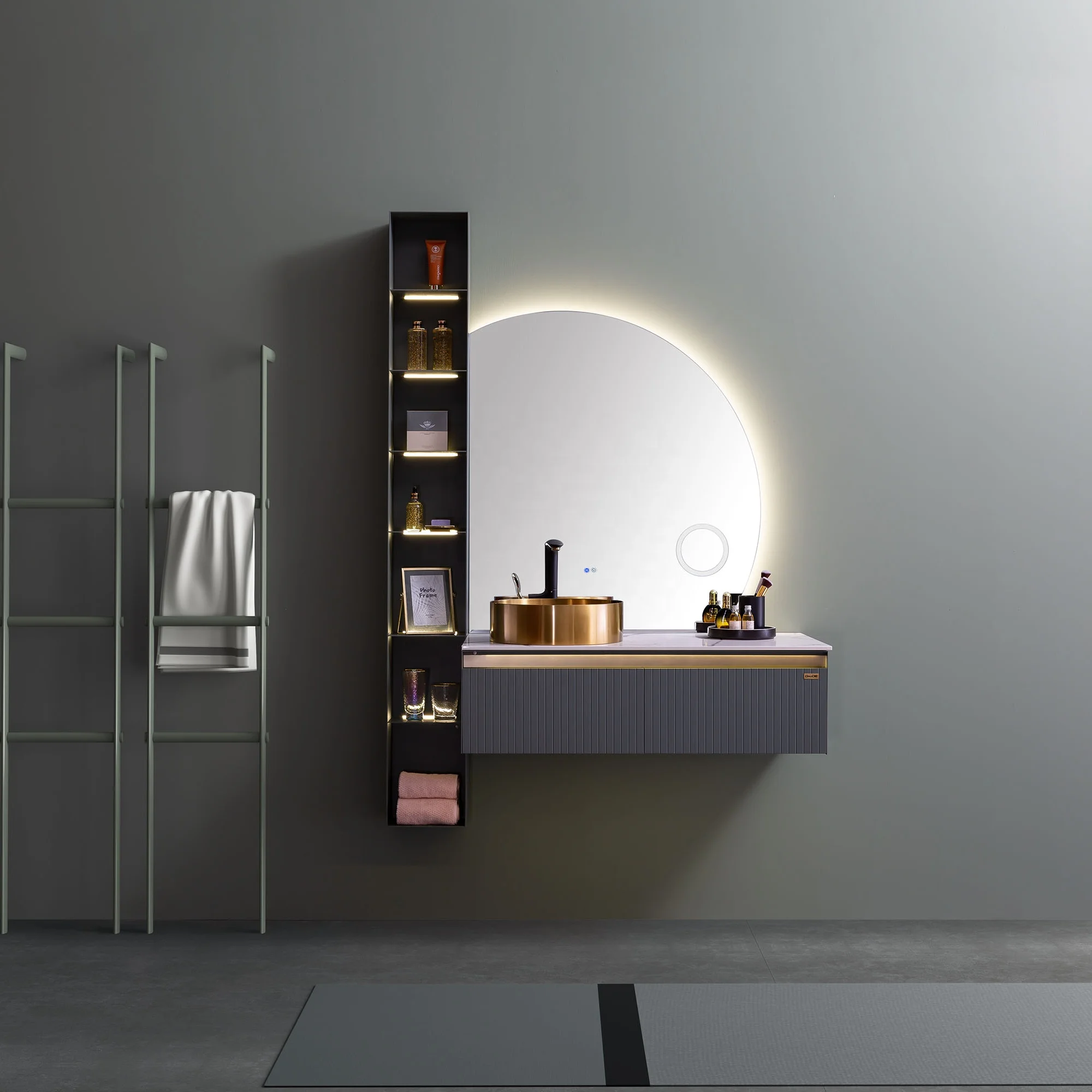 Led Smart Bathroom Mirror Vanity Oversize Half Round Circle Furniture Decoretival Frameless LED Bathroom Mirror