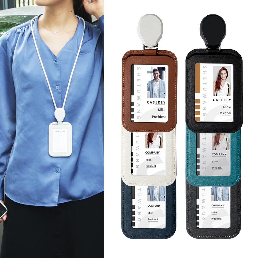 Casekey Work Card Holders with Rope Pasjeshouder ID Card Cover ID Badge Holder with Lanyard Name Tag Staff Business Card Case