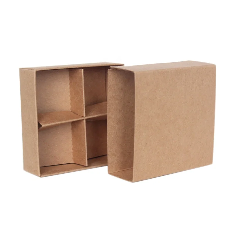 Ready Stock 4 Chocolate Praline Sliding Drawer Box 8cm Folding Kraft Chocolate Box