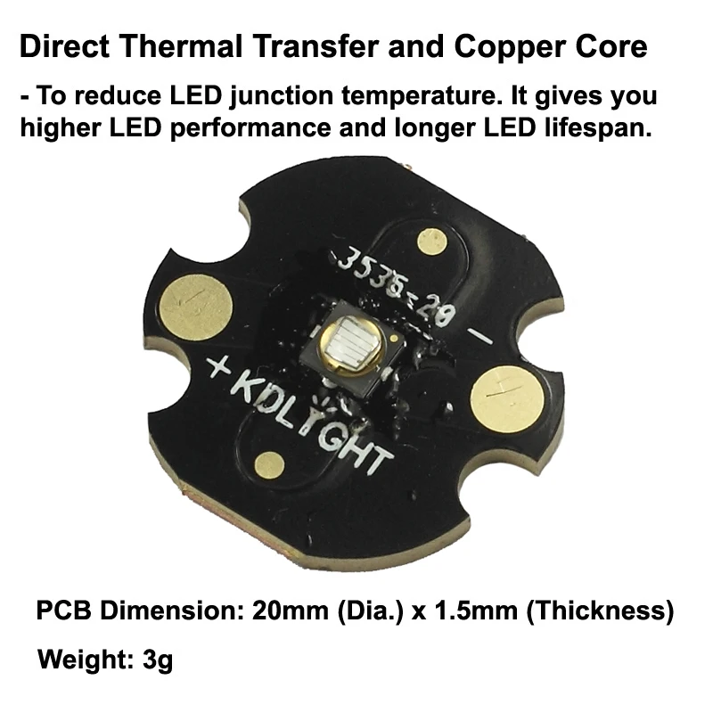 5 Вт CUN66A1G Ультрафиолетовый светодиодный эмиттер uv365 нм с KDLITKER DTP Copper
