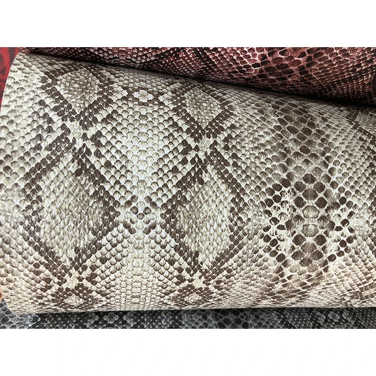 
Recycled High Gloss Laser Snake Pattern Mirror Belt Leather PU Synthetic Artificial Faux Leather For Bag 
