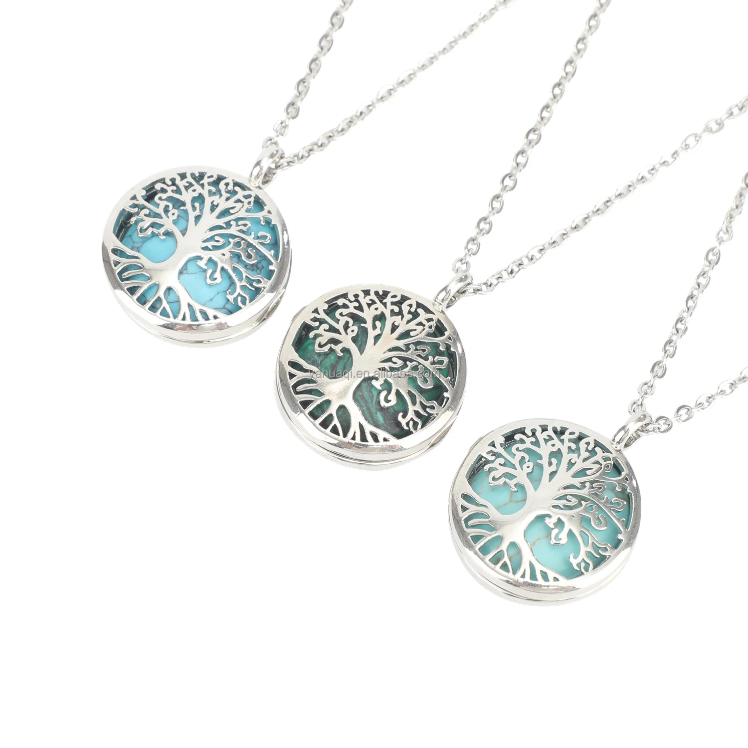 Wholesale tree of life Stone Pendant European and American Style Crystal Pendant Necklace