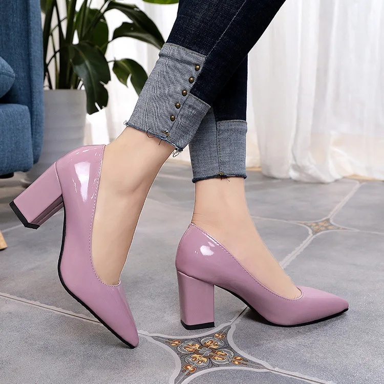 QuiteS 2023 Autumn New Sexy Women S High Heel Slip On Shoes For Girls Cheap Women Chunky Heels Work Shoes