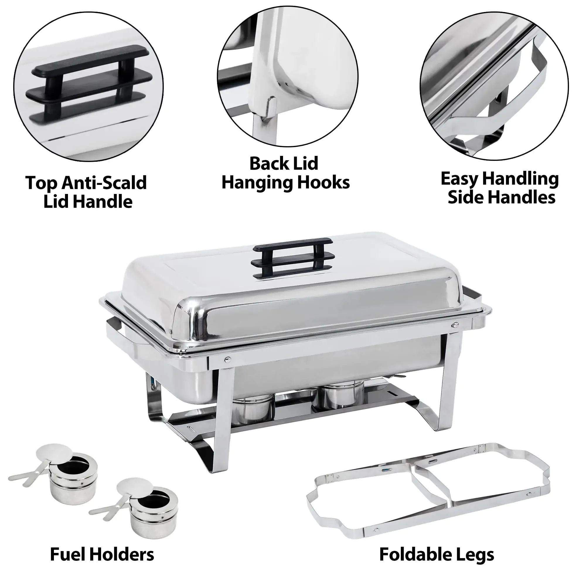Heavybao Buffet Food Warmer Sets Stainless Steel Chaffing Dishes Sets Foldable Chafing Dishes for Catering Restaurant Hotel