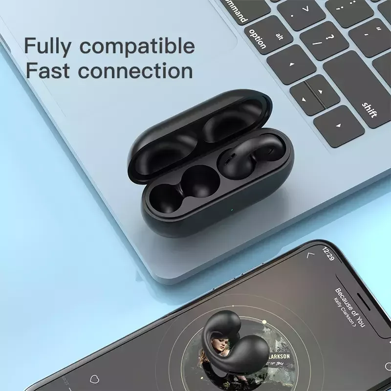Air Conduction Headphone Open Ear Headset Clip-on Bone Conduction Wireless Earphone Sports Earbuds