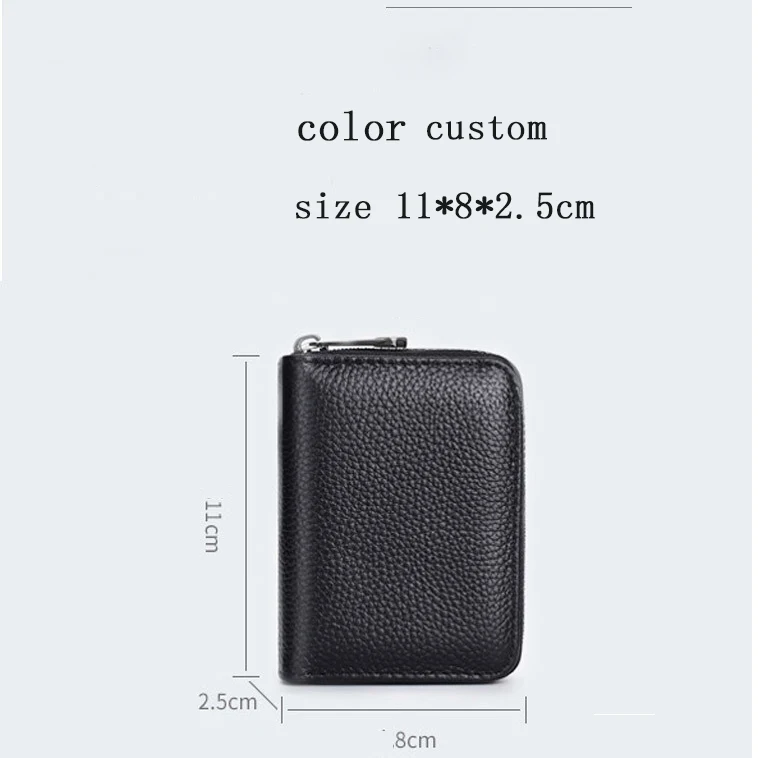 custom logo printed mens womens ladies short leather smart multicard  card holder rfid zipper wallet