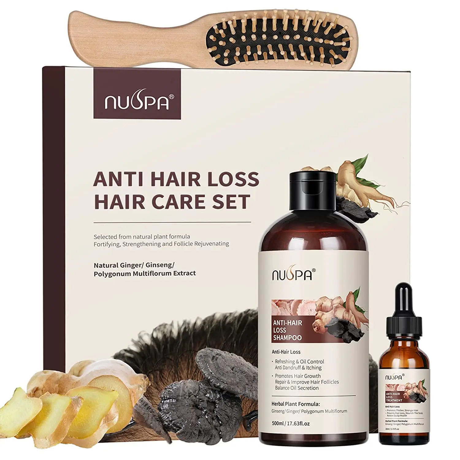 NUSPA Wholesale Pure Herbal Care Set Hair Growth Massage Serum Anti Hair Loss Moisture Shampoo Hair Care Set