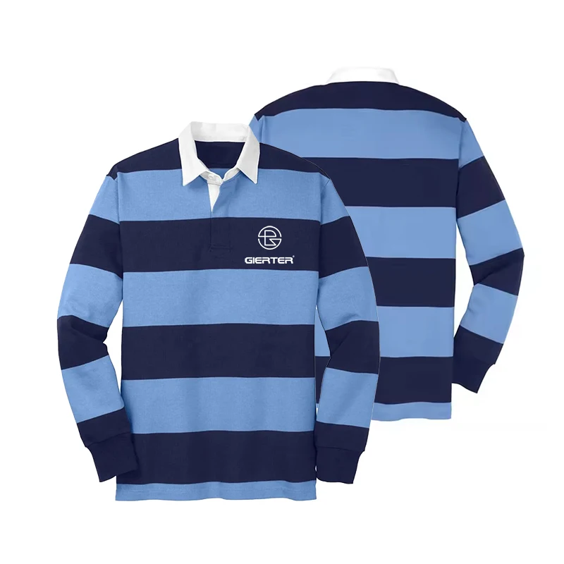 Custom Logo Cheap University Rugby Team Wear Heavy Weight Plus Size Clothing Long Sleeve Polo Rugby Shirt Football Jersey