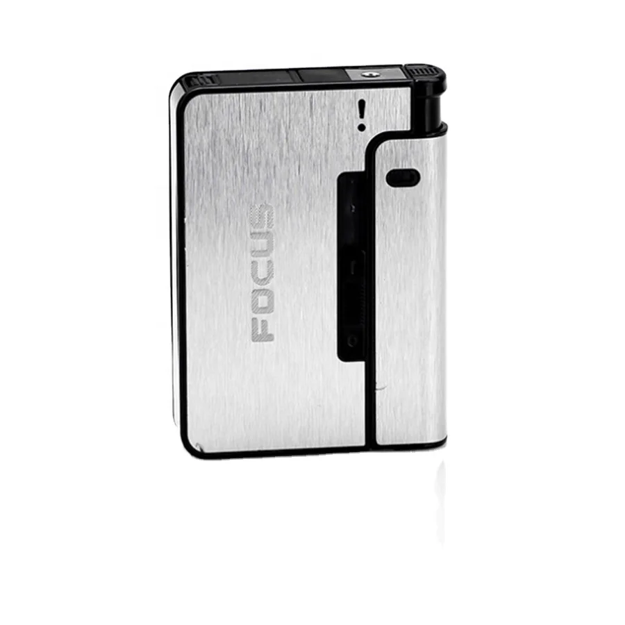 Automatic Cigarette Case With Disposable Lighter Metal Cigarette Case With Gas Lighter Built In Cigarette Case With Lighter