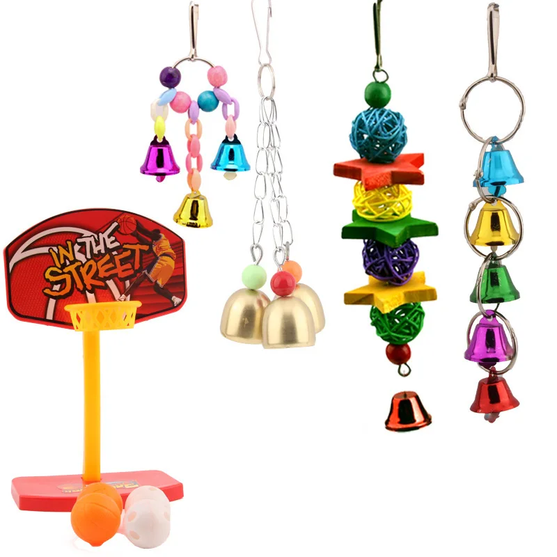 Bird cage TOY parrot myna toy mirror tiger skin peony puzzle ferrule food cup mirror solid wood stand bird toy