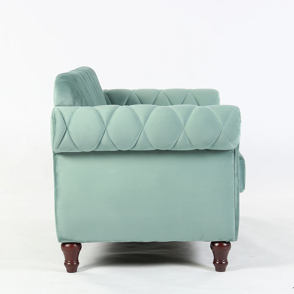 Factory wholesale customization high quality cheap velvet  new foam rubber wood leg sofas