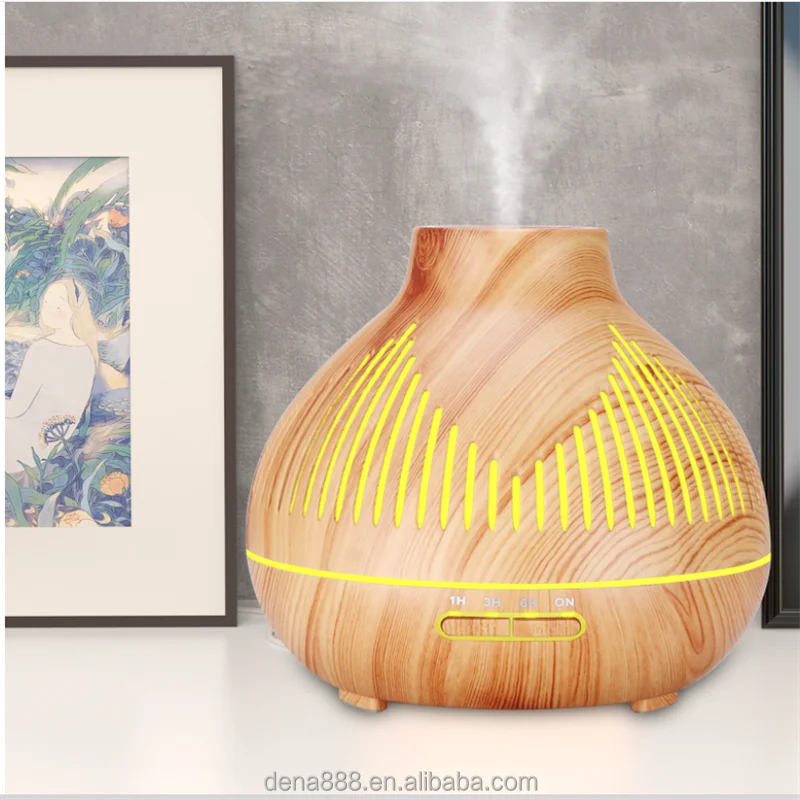 2022 Hot Sale  Portable  Air Humidifier oil Diffuser With 7 Led Color water warm mini mist  humidifiers wood diffuser