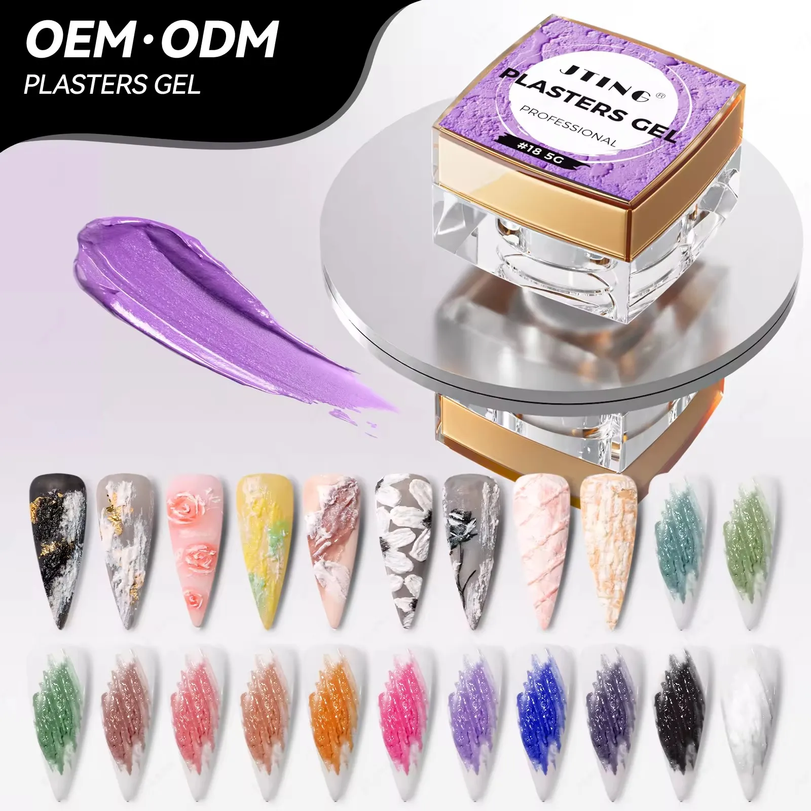 22 Colors 3D Acrylic Engraved Drawing Art Plaster Gel Gypsum Glue Nail Painting Carving Sculpting Nail Gels Nail Varnish