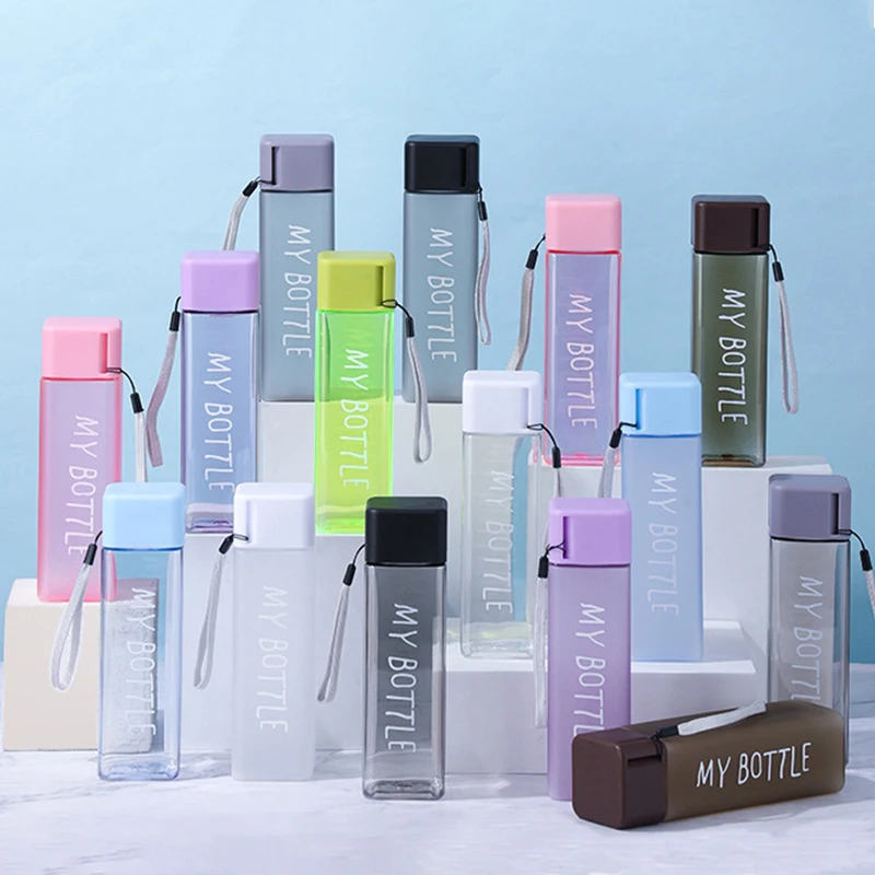 Customised Wholesale Cheap Price 480ml Eco-friendly Portable Plastic Clear Frosted Sports Water Bottles With Rope Plastic Cup