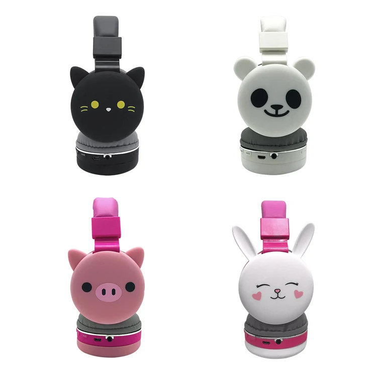 Kid girl women pink cartoon wireless open ear headphone led rabbit Panda Pig Cat glowing earphones YLFS-09BT